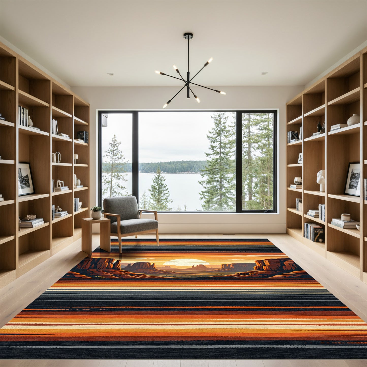 Southwestern Desert Sunset Horizon Stripe Rug