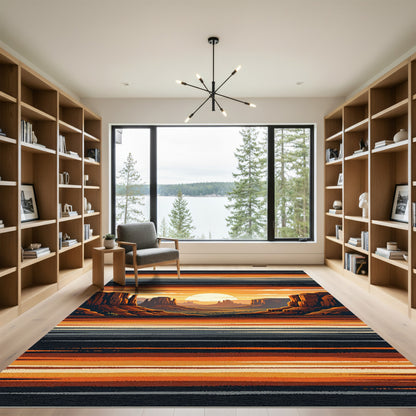 Southwestern Desert Sunset Horizon Stripe Rug