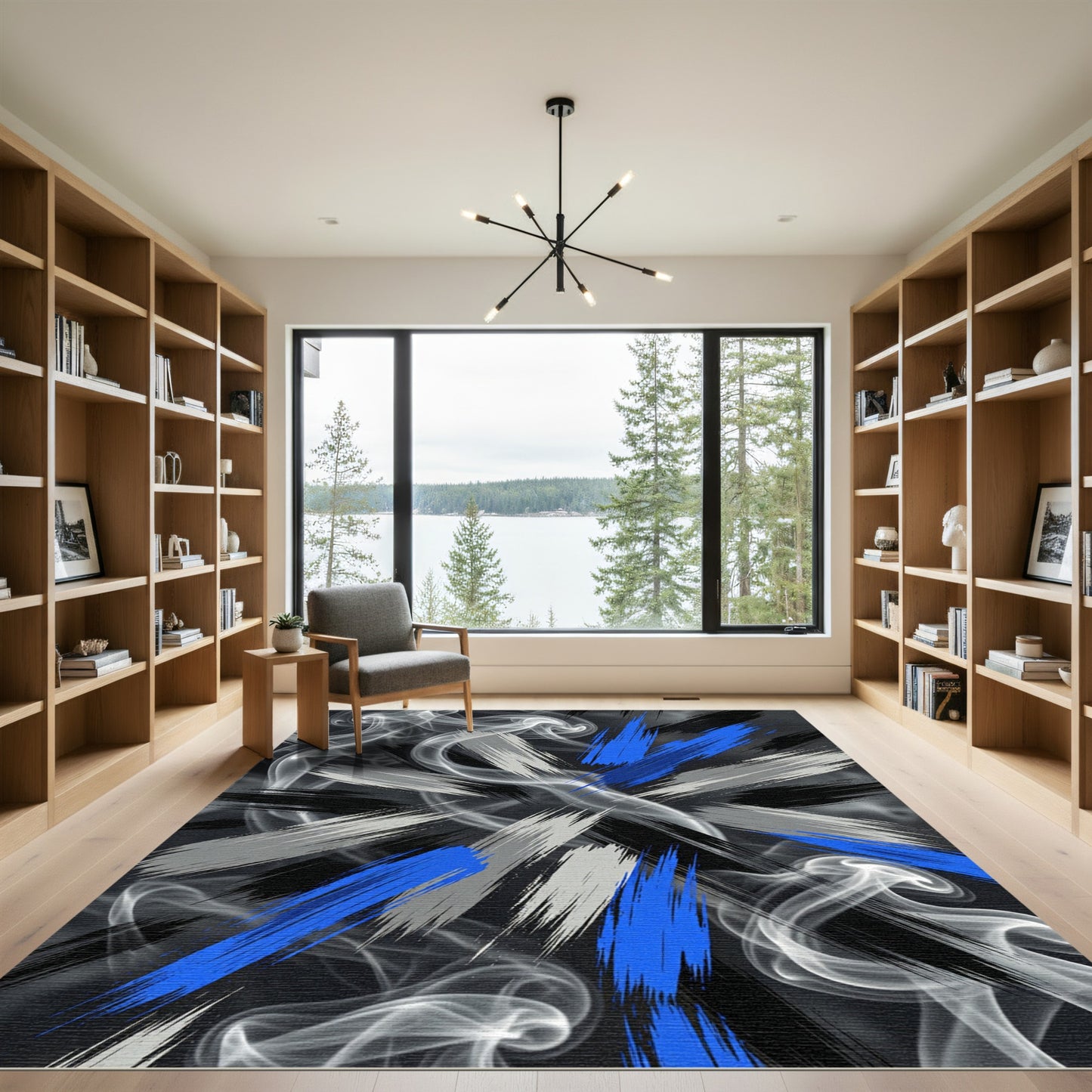 Abstract Brush Stroke Smoke Explosion Rug