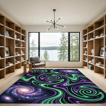 Cosmic Swirl Nebula Galaxy Art Rug