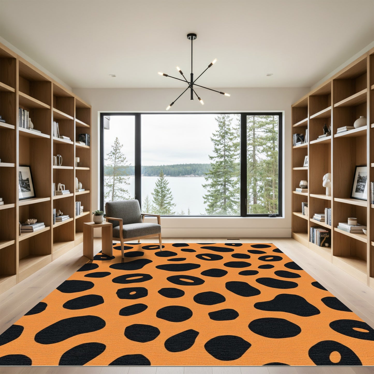 Bold Orange Black Animal Spots Rug