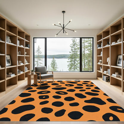 Bold Orange Black Animal Spots Rug