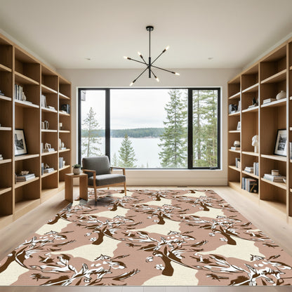 Sepia Tone Abstract Tree Birds Rug