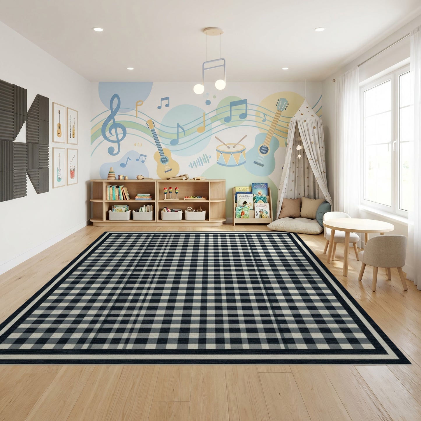Black White Checkered Gingham Rug