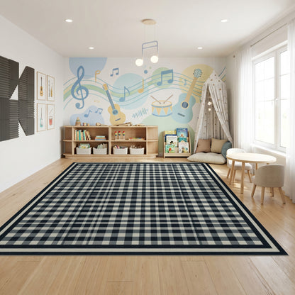 Black White Checkered Gingham Rug