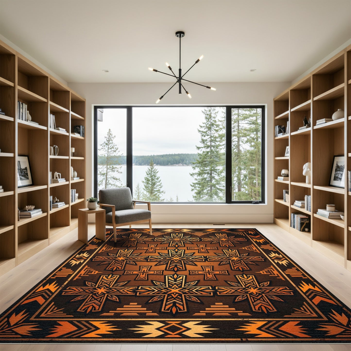 Ornate Amber Cross Southwestern Geometric Area Rug