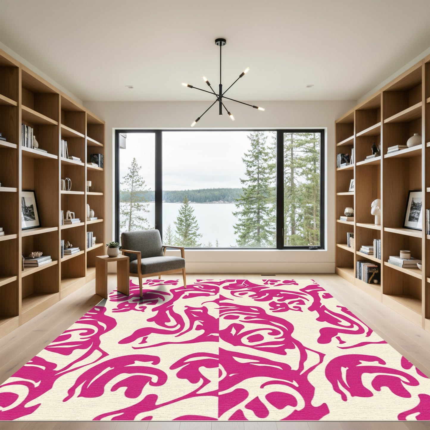 Bold Magenta Organic Swirl Rug