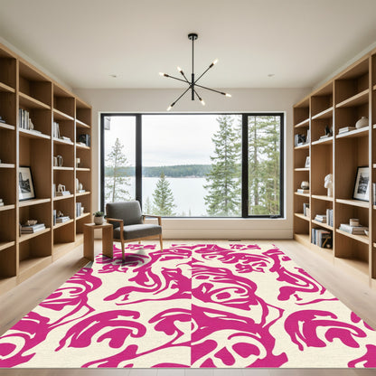Bold Magenta Organic Swirl Rug