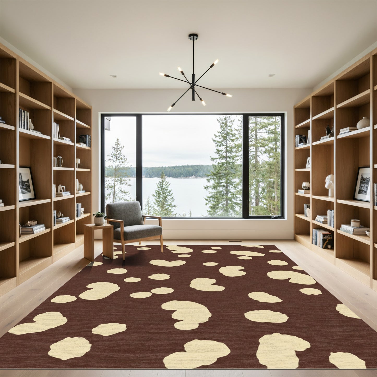 Brown Cream Spotted Organic Shaggy Rug