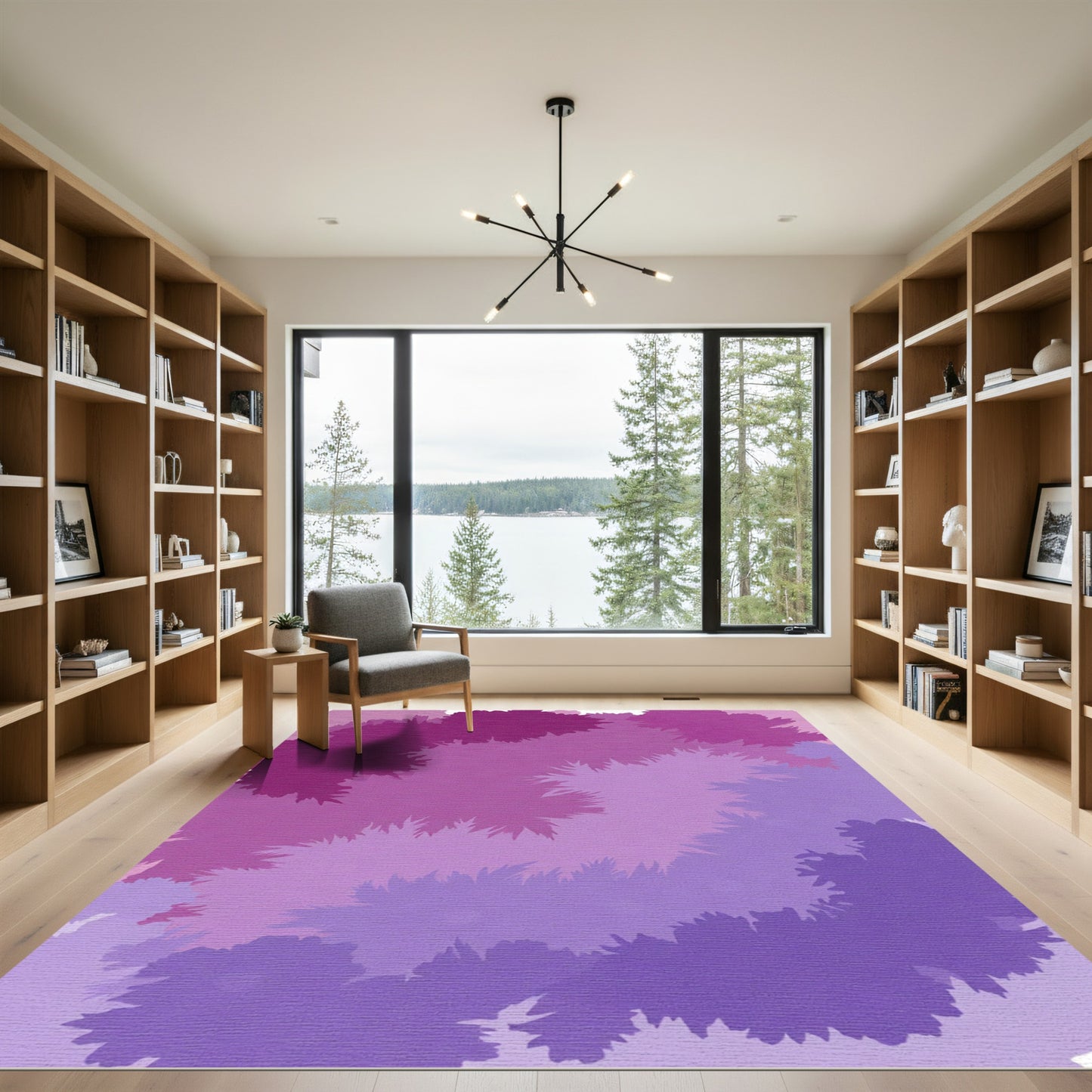 Magenta Purple Abstract Jagged Layers Rug