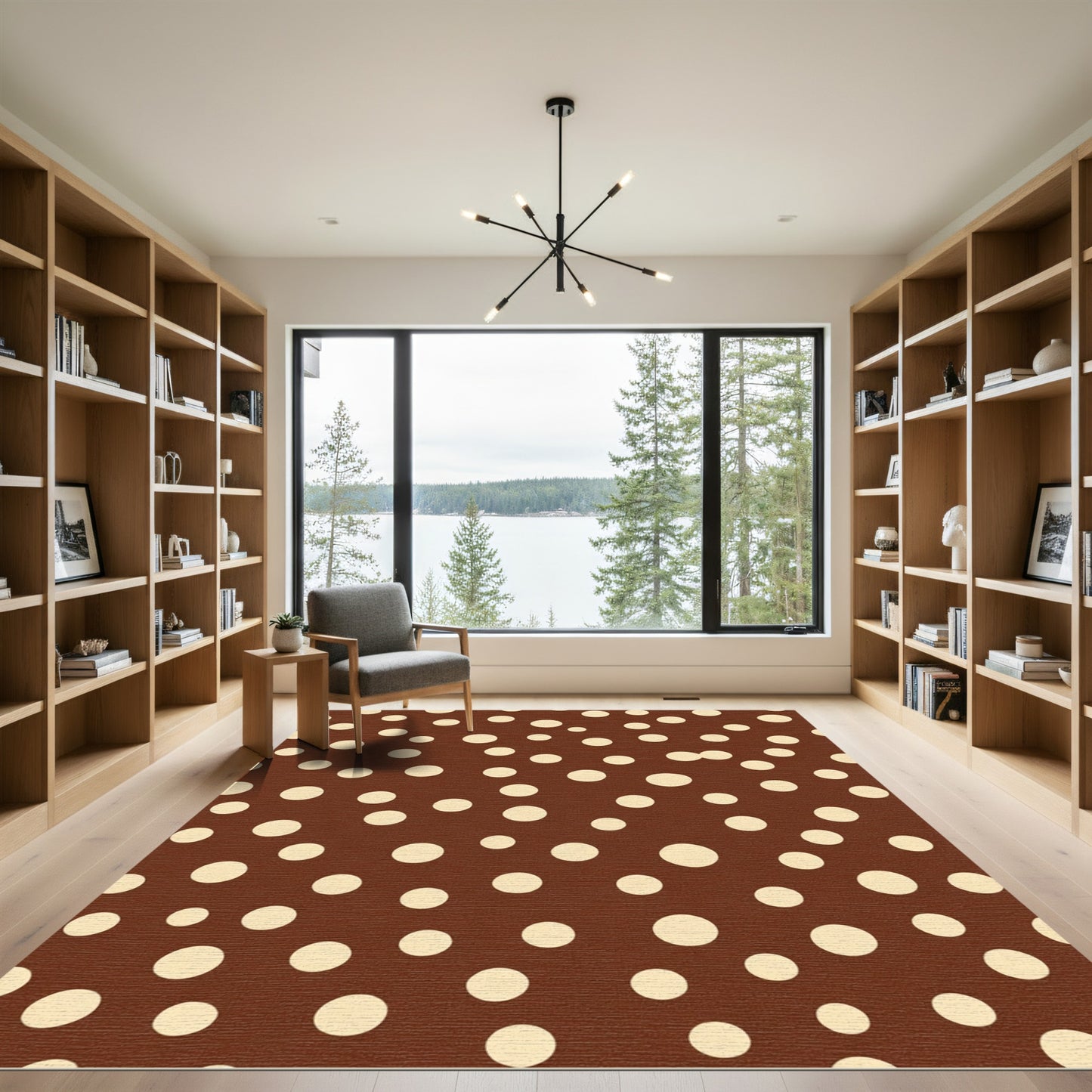 Brown Beige Polka Dot Circles Rug
