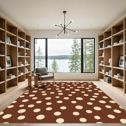 Brown Beige Polka Dot Circles Rug