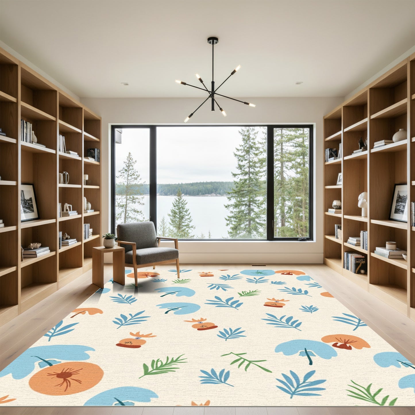 Abstract botanical composition cream Rug
