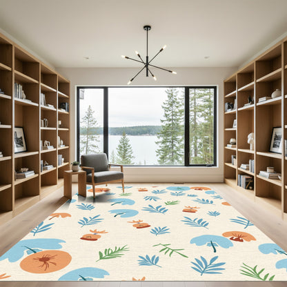 Abstract botanical composition cream Rug