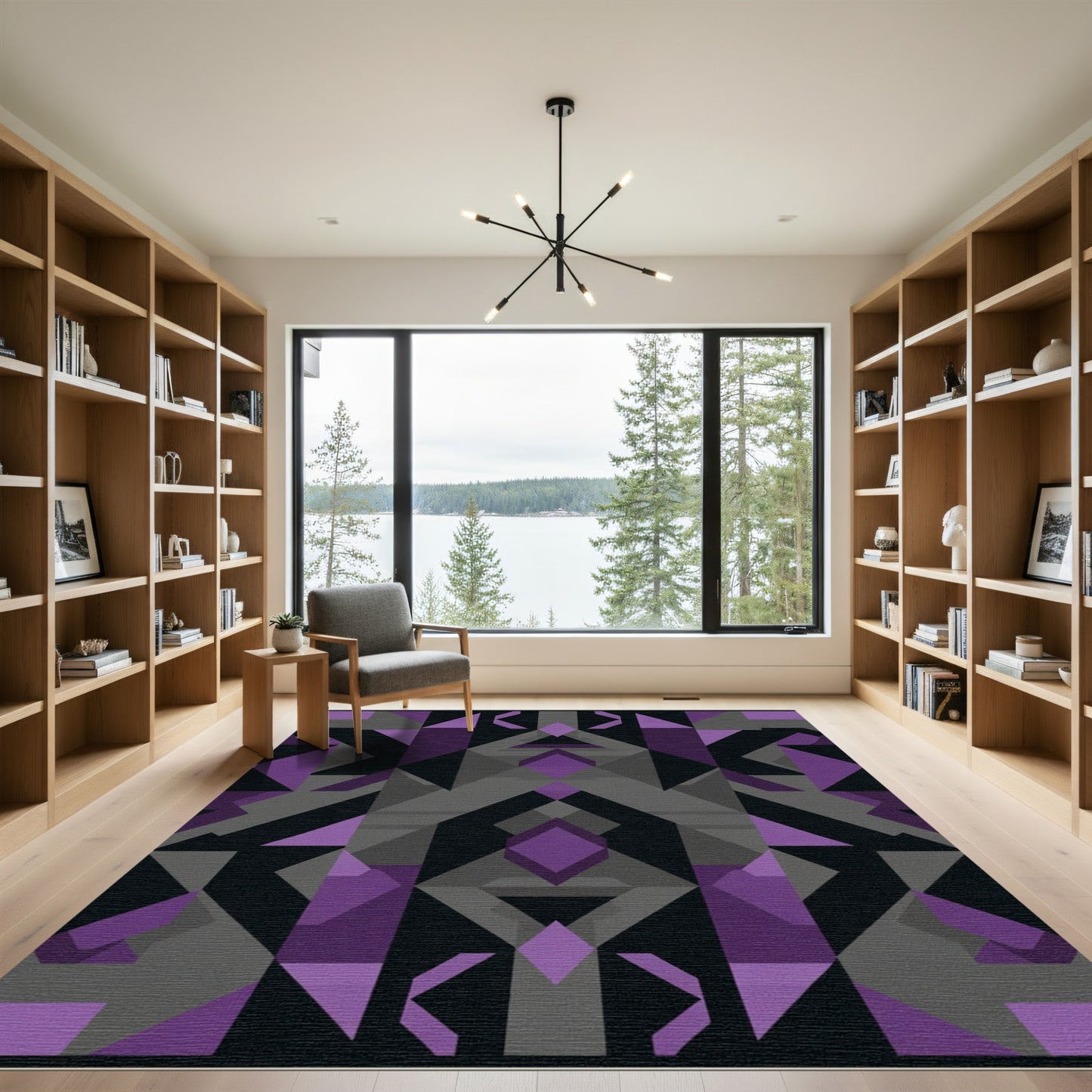 Abstract Geometric Diamond Purple Overlay Rug