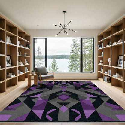 Abstract Geometric Diamond Purple Overlay Rug