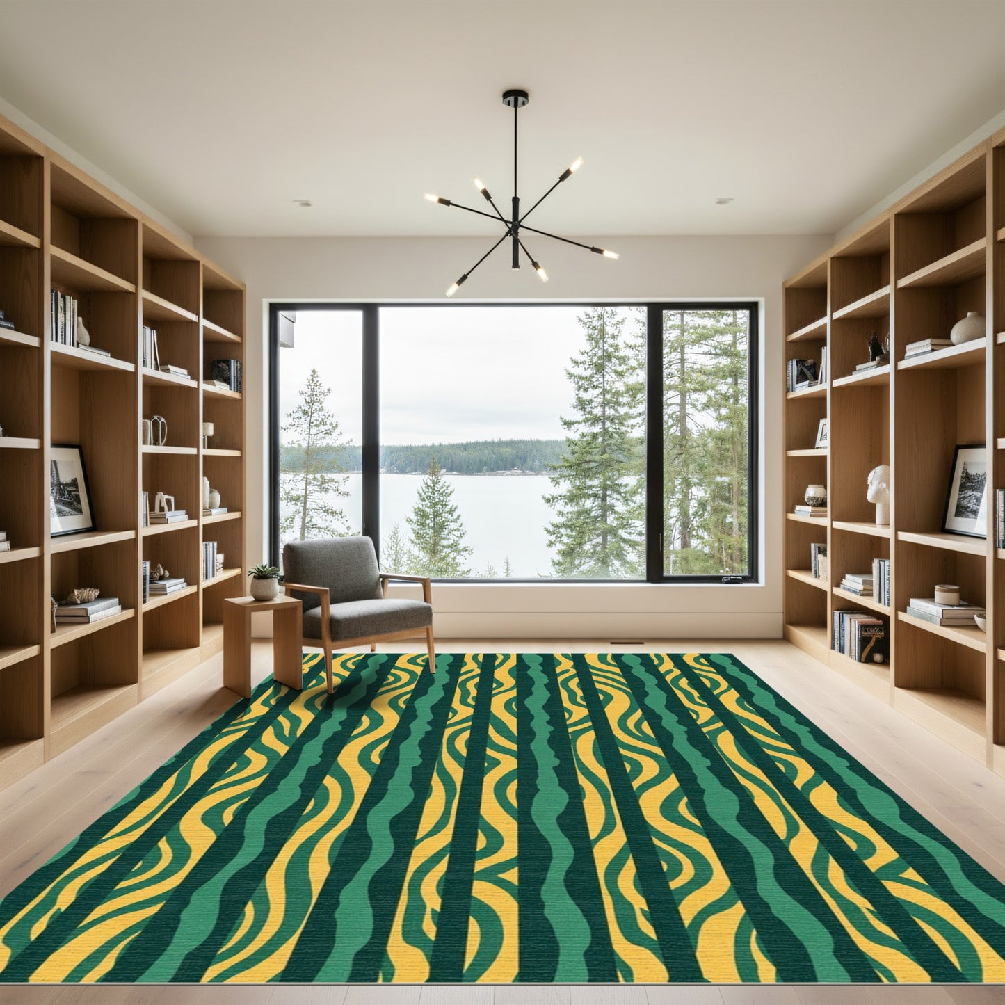 Emerald Gold Wavy Stripe Rug