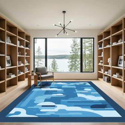 Abstract Blue Cloudscape Horizon Rug
