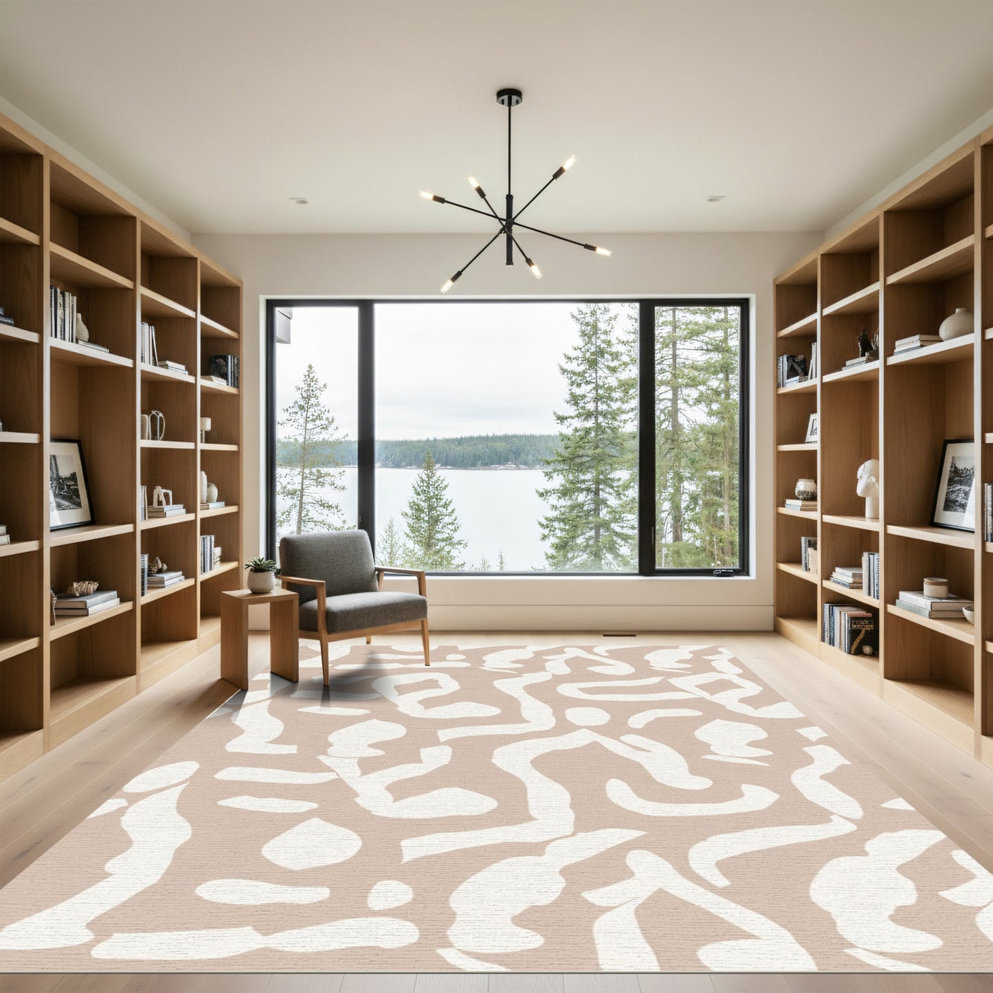 Neutral Abstract Brushstroke Composition Rug