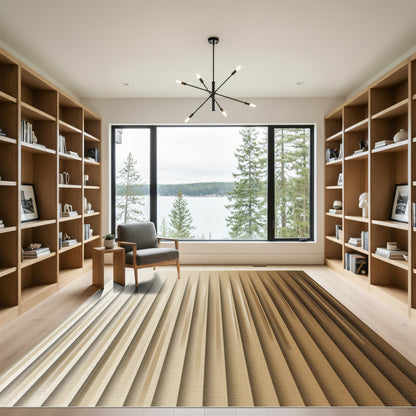 Graduated Beige Vertical Barre Rug