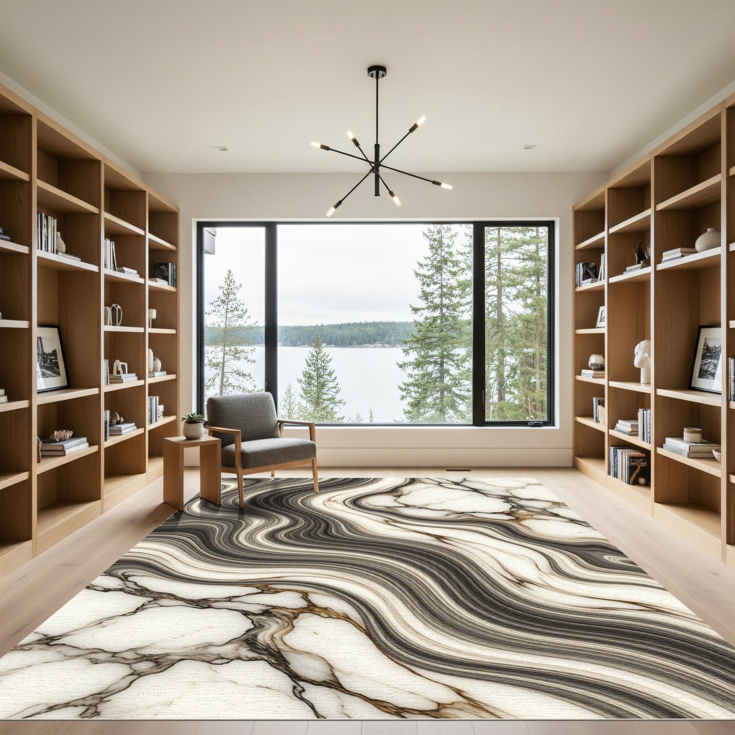 Elegant Liquid Marble Flow Swirls Rug
