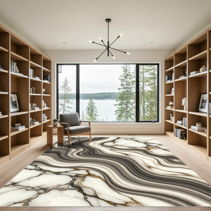 Elegant Liquid Marble Flow Swirls Rug
