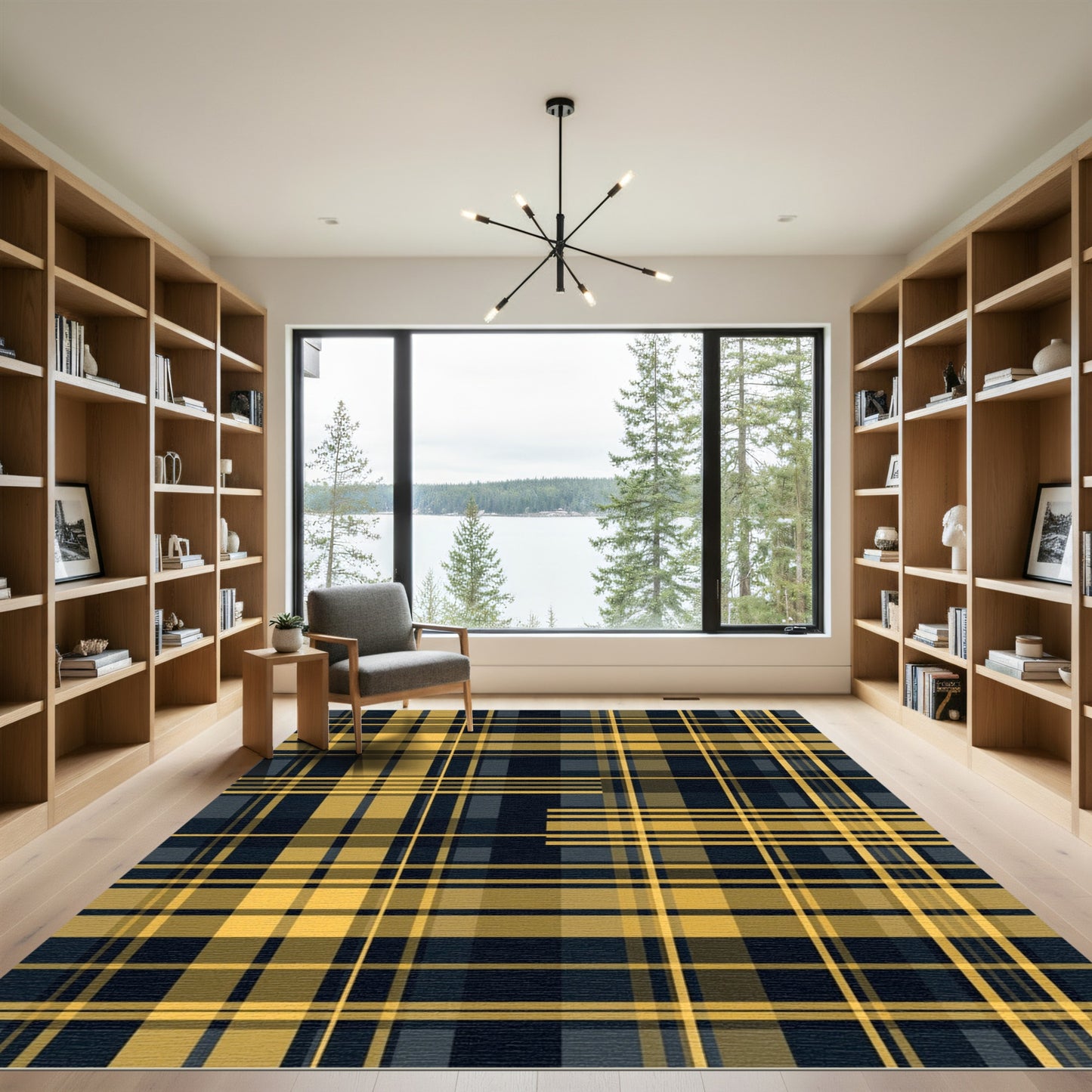 Yellow Gray Plaid Lines Rug