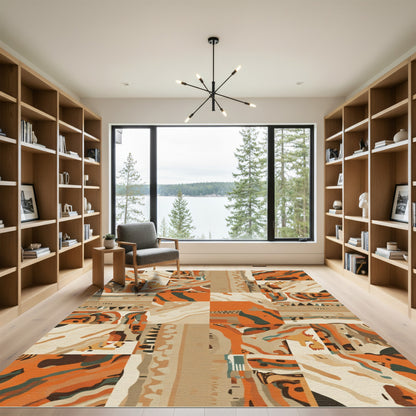Abstract Terracotta Organic Patchwork Rug