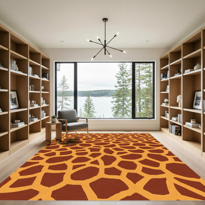 Warm Brown Giraffe Spot Rug