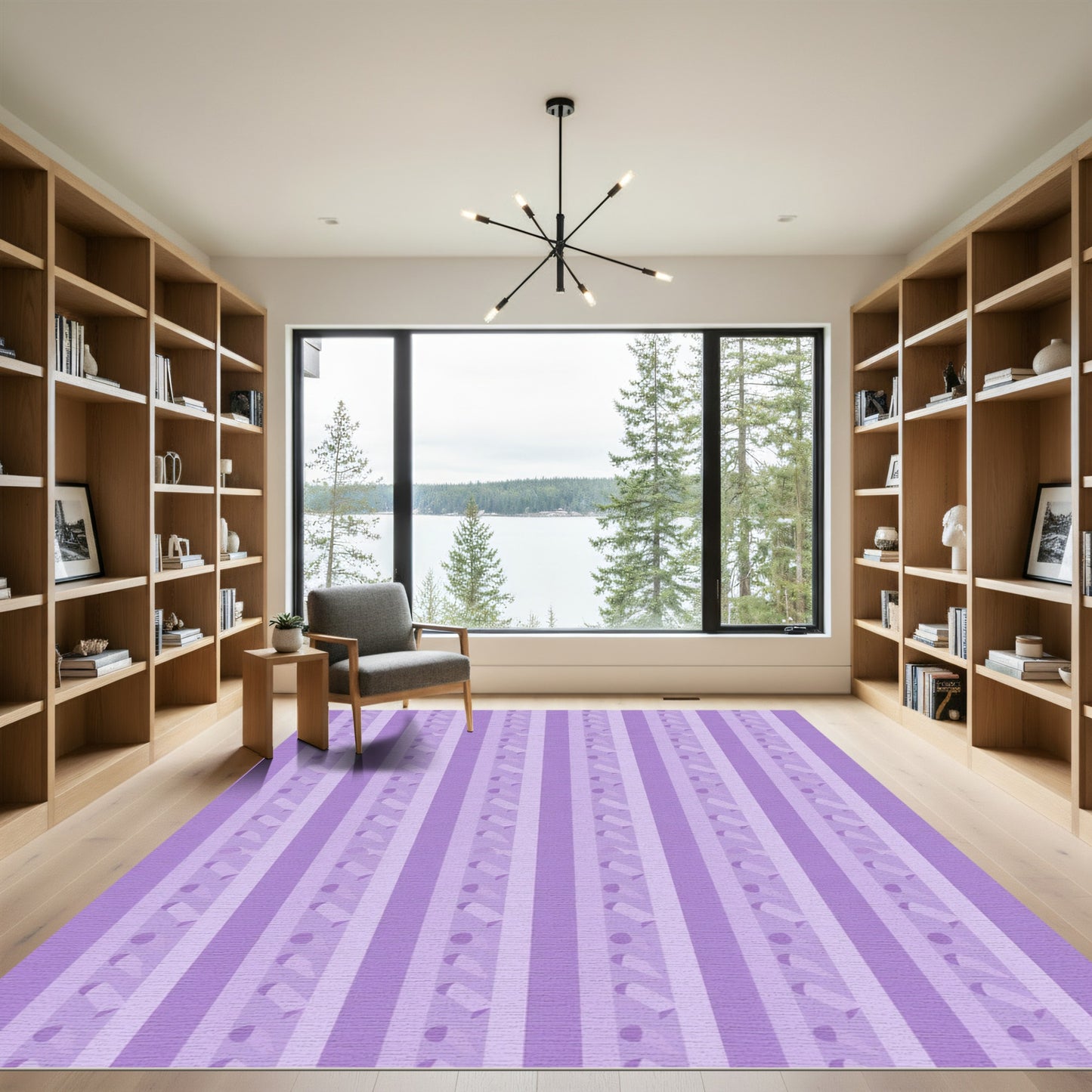 Lilac Vertical 3D Ribbon Stripe Rug