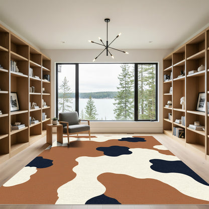 Brown White Black Organic Camo Rug