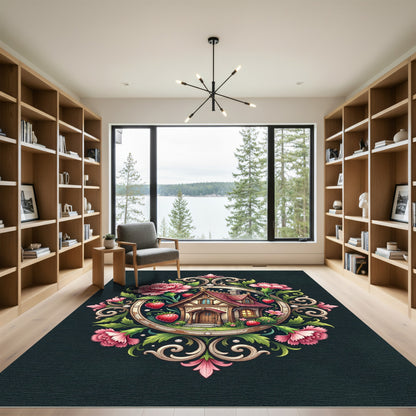 Enchanted Strawberry Cottage Carnation Medallion Rug