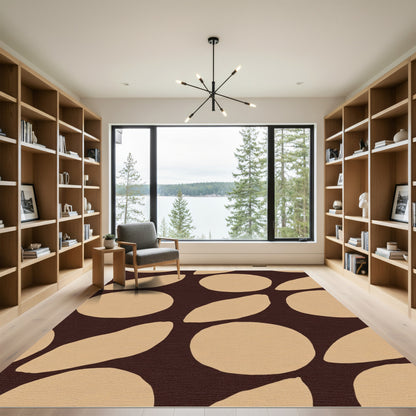Brown Beige Organic Shape Arrangement Rug