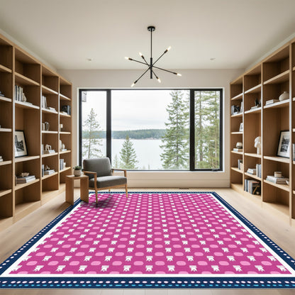Charming Pink Ribbon and Dot Rug