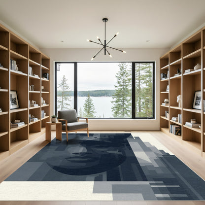 Monochromatic Abstract Face Geometric Rug