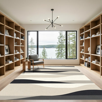 Monochrome Sand Dune Abstract Landscape Rug