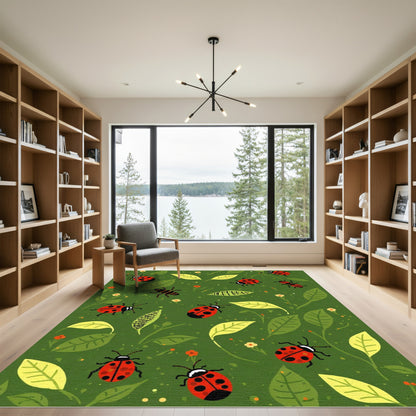 Whimsical Ladybug Garden Nature Rug