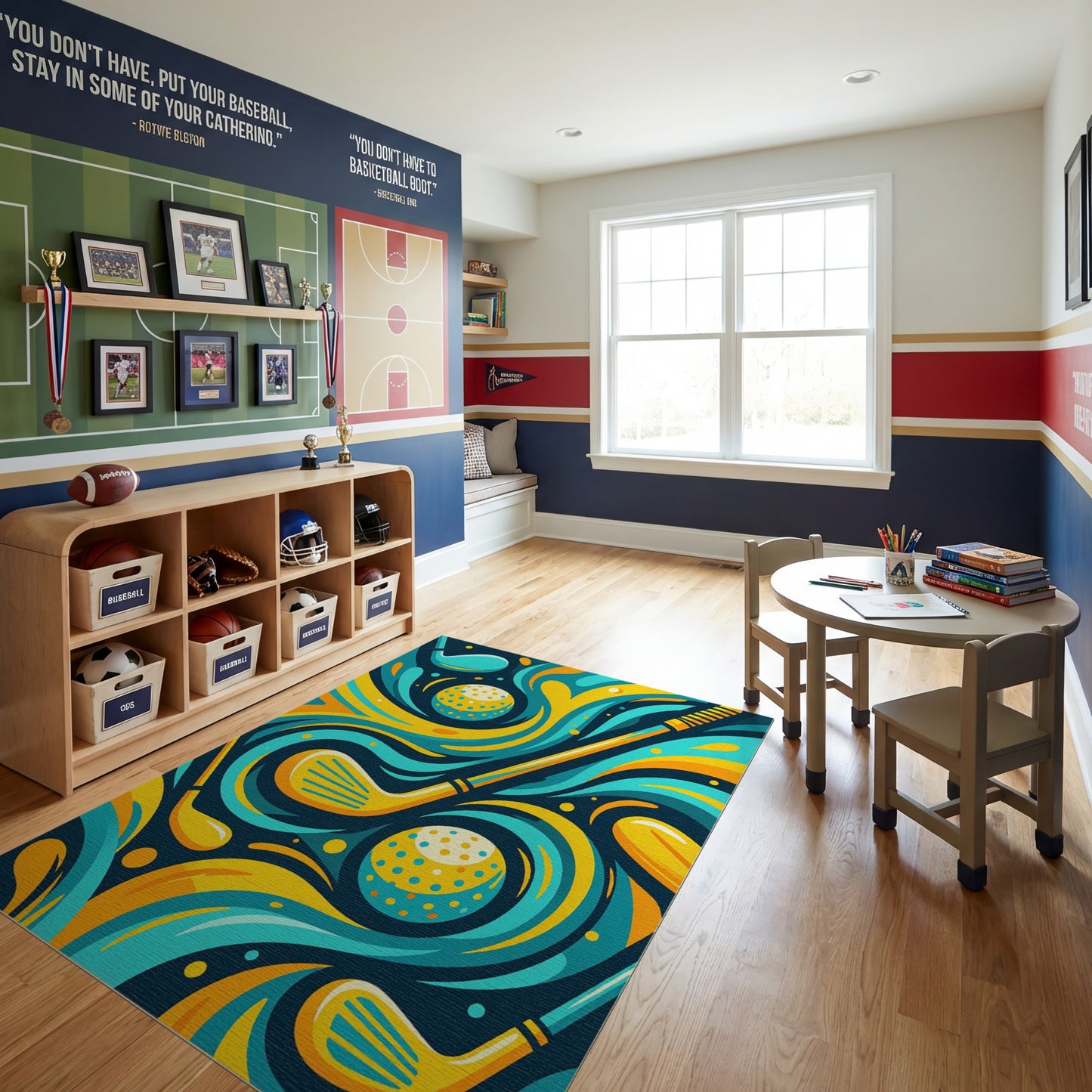 Vibrant Teal Golf Clubs Splash Rug