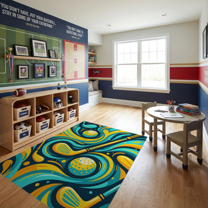 Vibrant Teal Golf Clubs Splash Rug