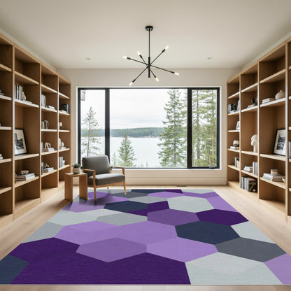 Purple Gray Hexagon Tessellation Rug