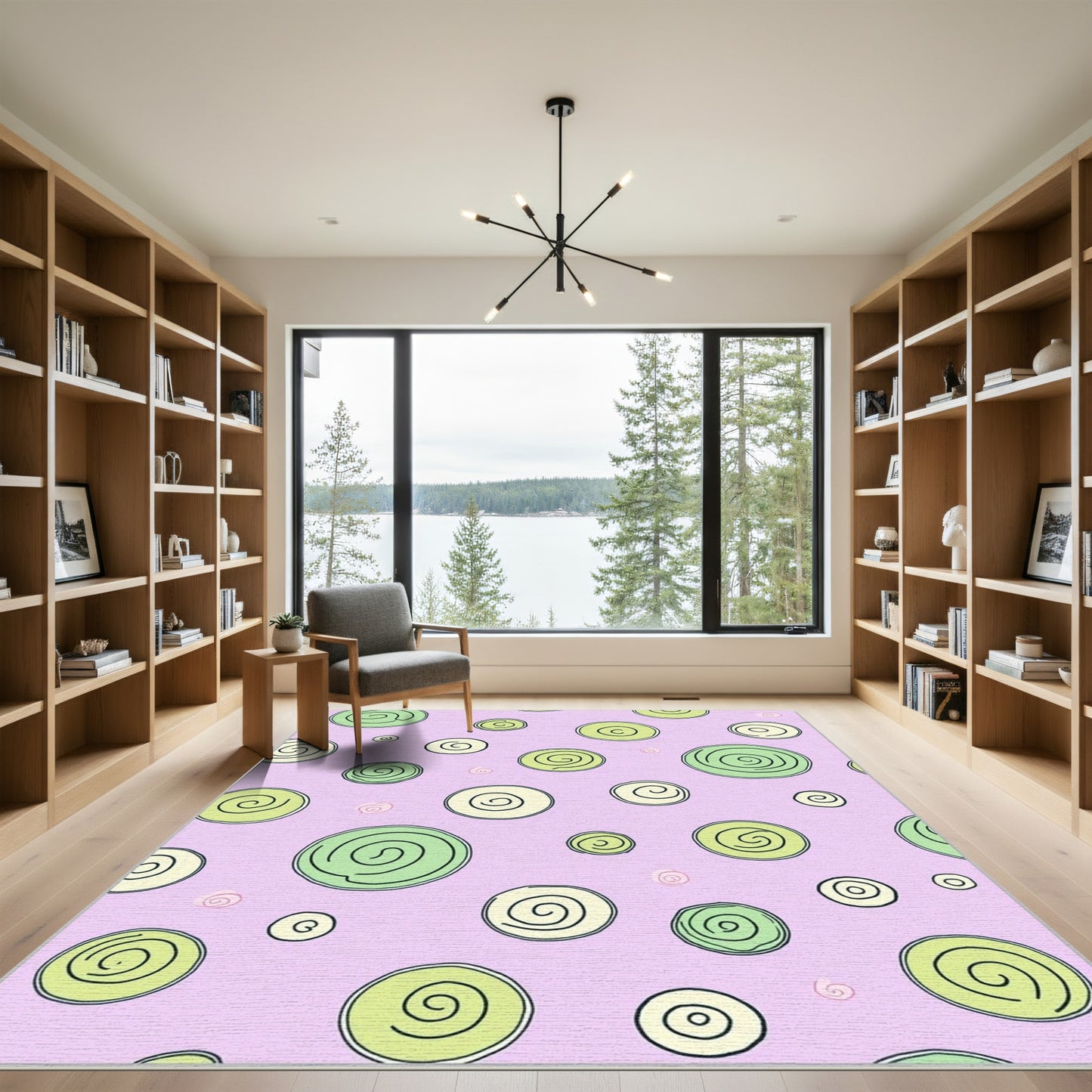 Pastel Circles Swirls Scattered Rug