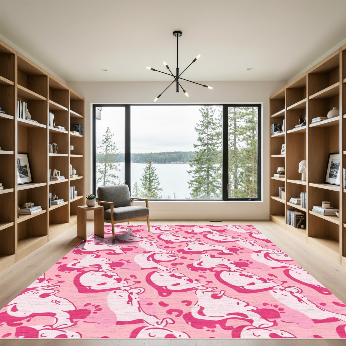 Fuchsia Pink Cute Animal Abstract Rug