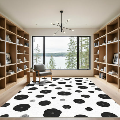 Black and White Floral Scatter Rug