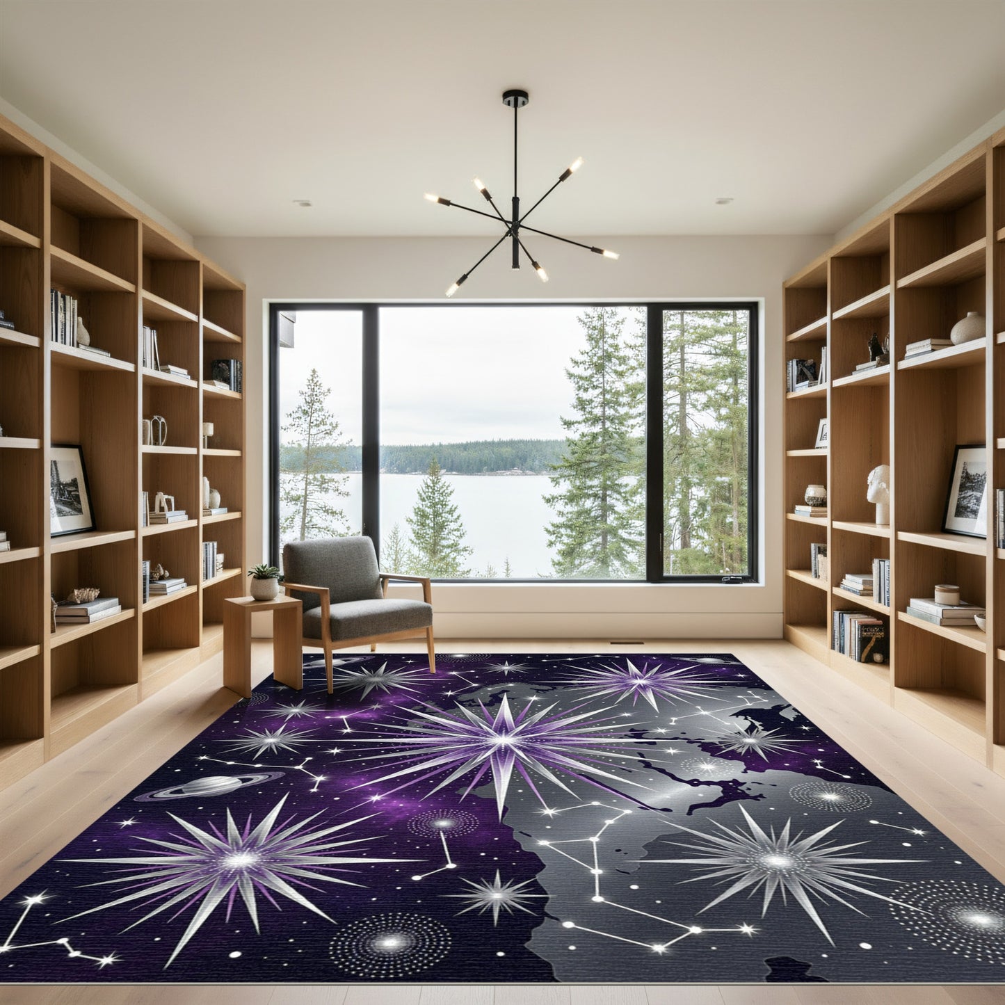 Cosmic Celestial Starry Galaxy Map Rug