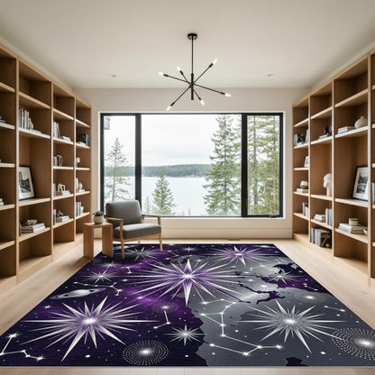 Cosmic Celestial Starry Galaxy Map Rug