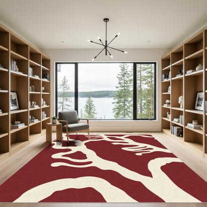 Crimson And Cream Organic Branch Rug
