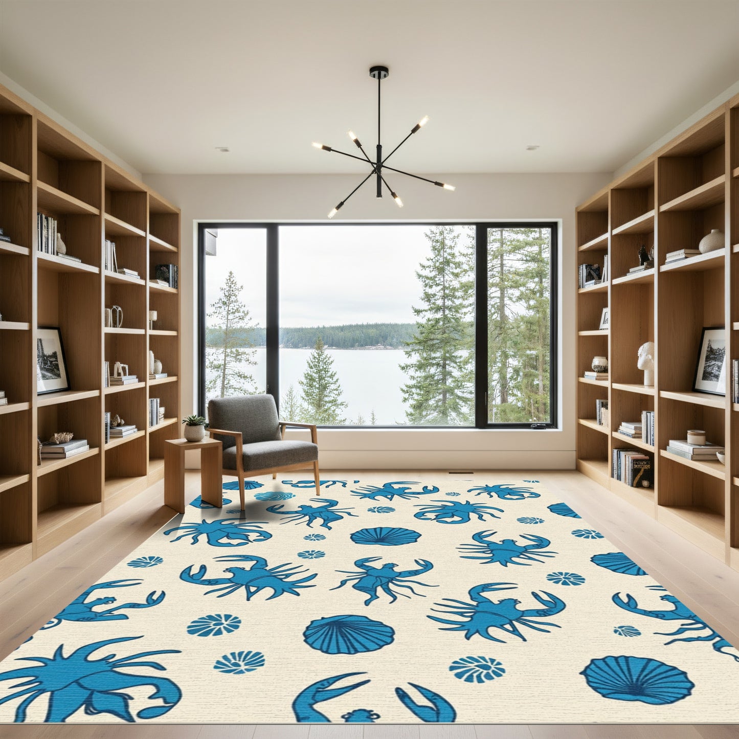 Seaside Blue Crab Shell Collection Rug