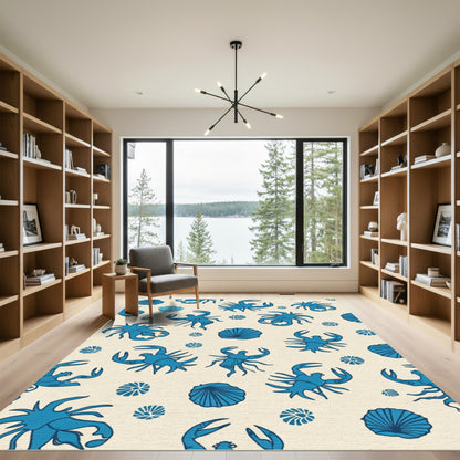 Seaside Blue Crab Shell Collection Rug