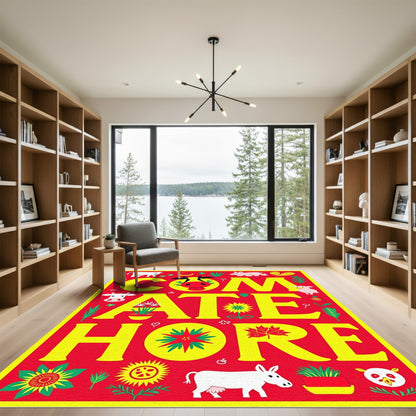 Bold Red Farm Animals Floral Graphic Rug