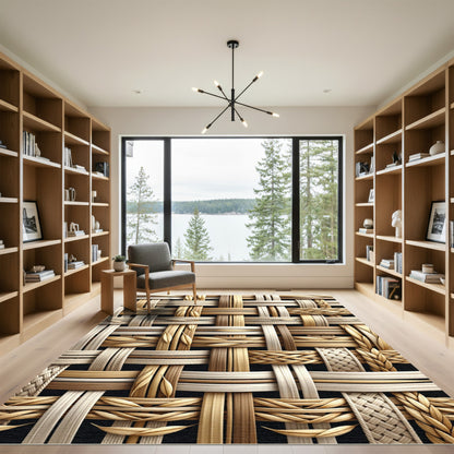 Natural Woven Texture Basketweave Rug